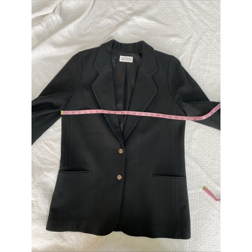 LANDS' END Black Wool Blazer Jacket Coat VTG Minimalist Dark Academia Women’s 12 - Picture 8 of 8